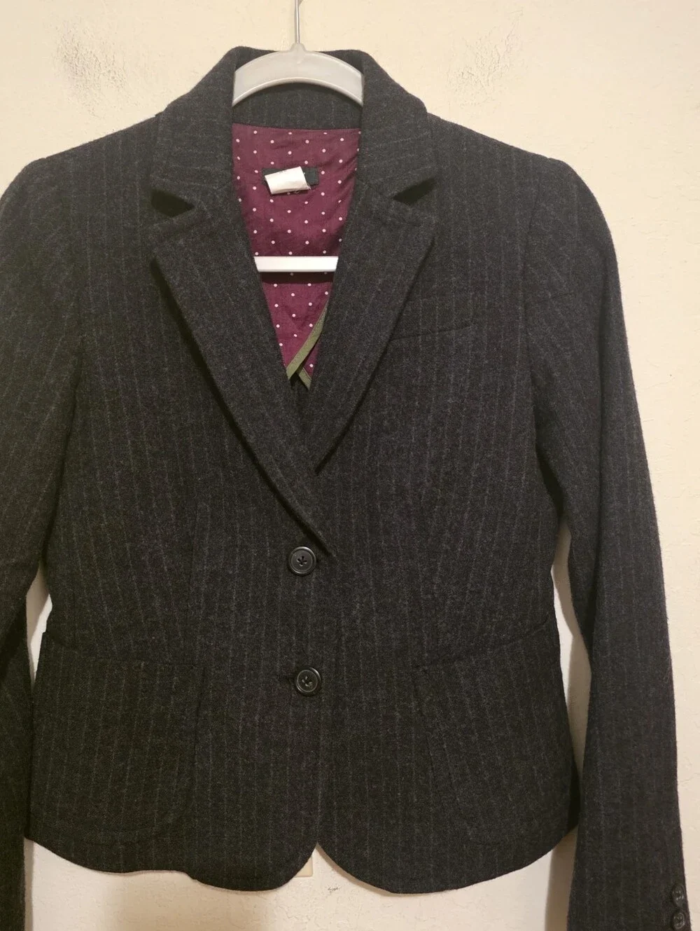 J.CREW Women's Black Pinstripe Wool Blazer Jacket Size 0